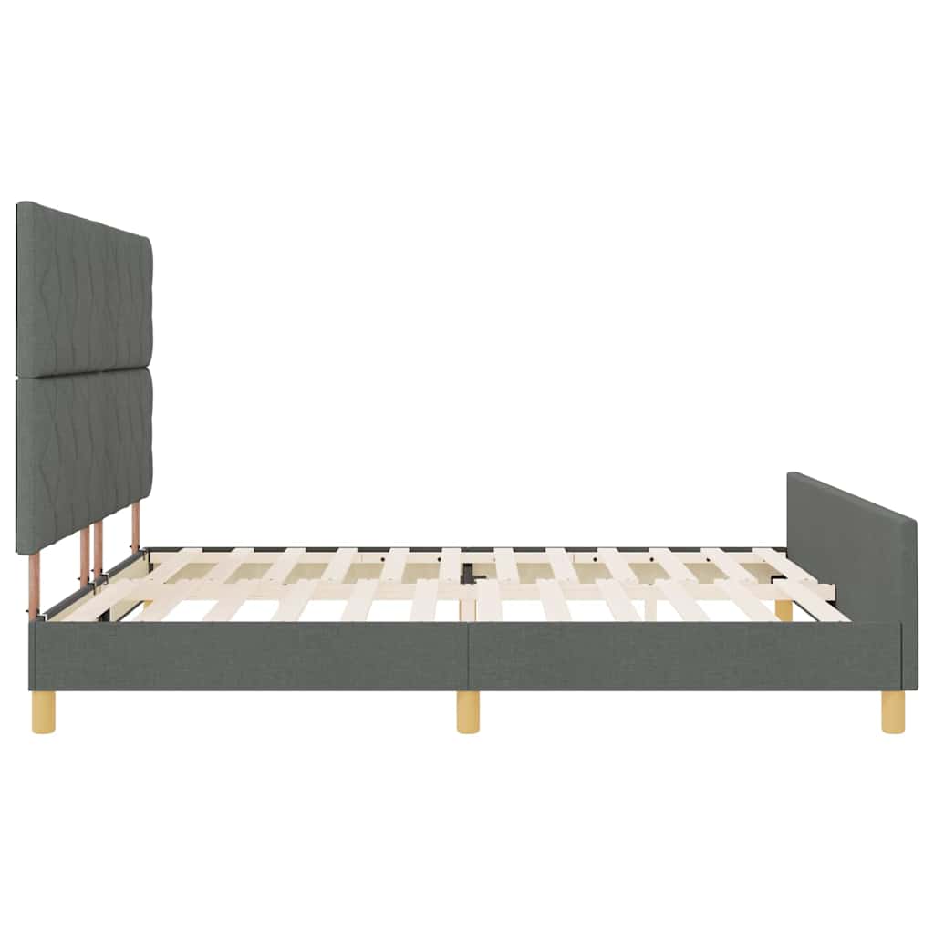 vidaXL Ramka łóżka Z zagłówkiem ciemno szary 180 x 200 cm tkanina