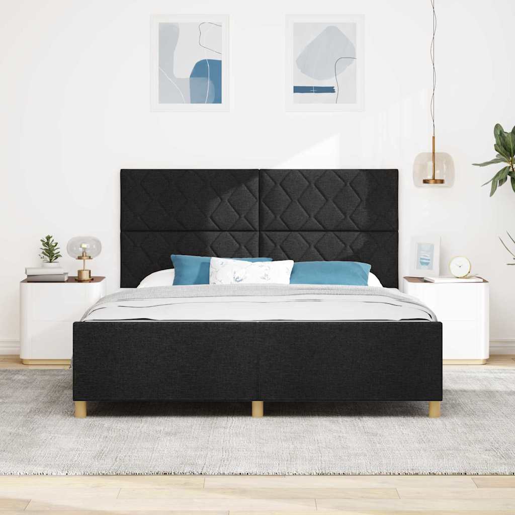 vidaXL Ramka łóżka Z zagłówkiem Czarny 180 x 200 cm tkanina
