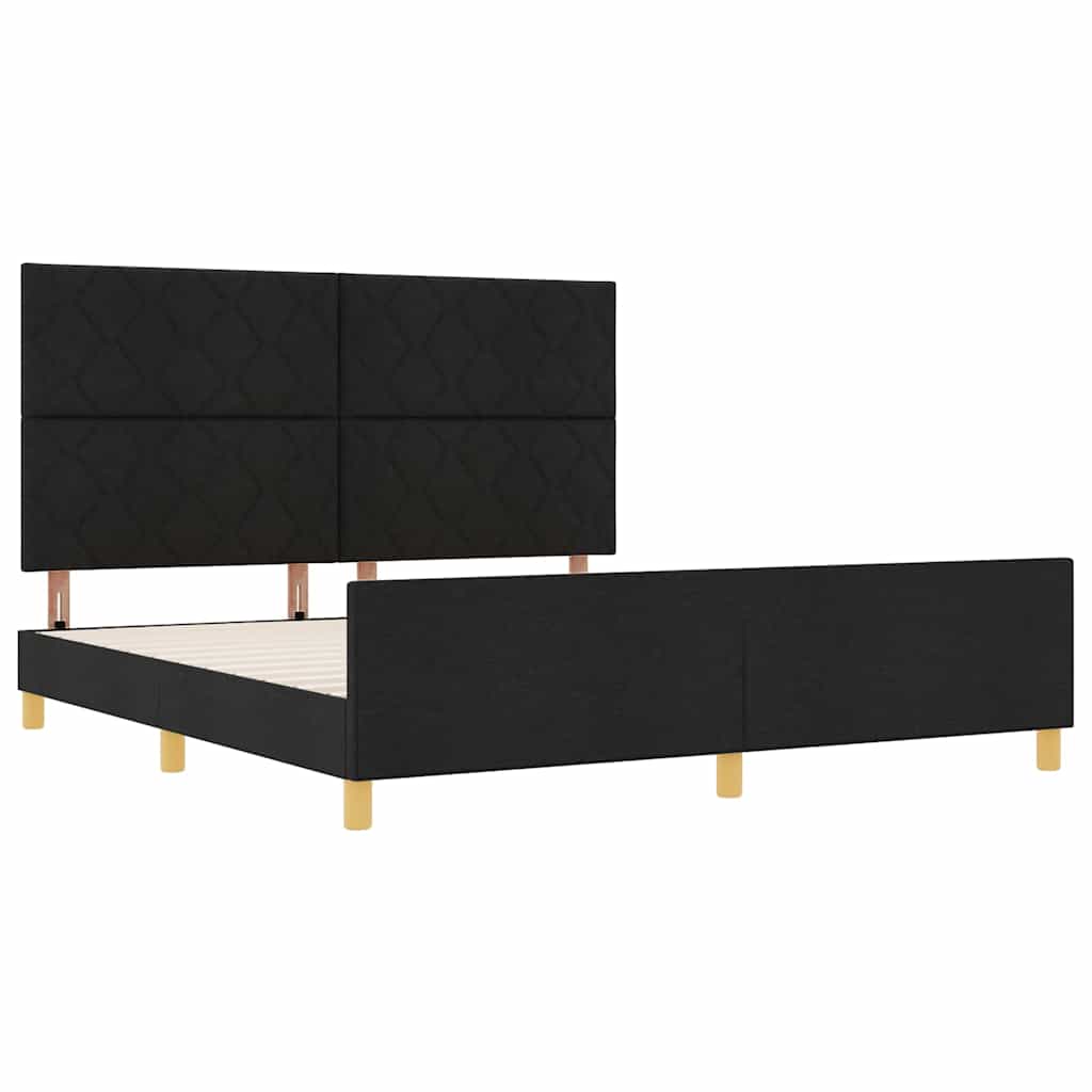 vidaXL Ramka łóżka Z zagłówkiem Czarny 180 x 200 cm tkanina