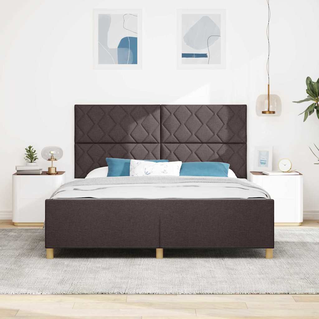 vidaXL Ramka łóżka Z zagłówkiem ciemnobrązowy 180 x 200 cm tkanina