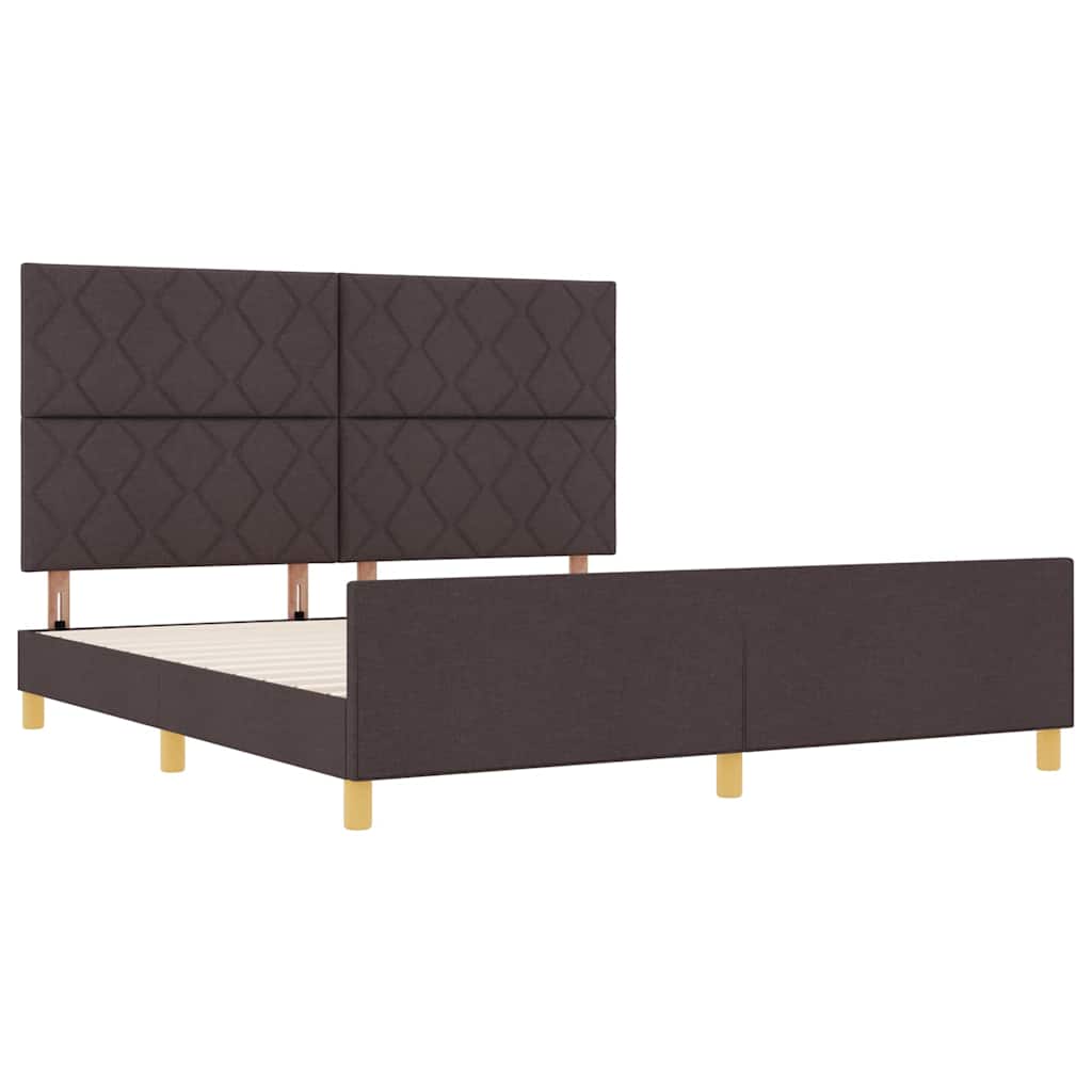 vidaXL Ramka łóżka Z zagłówkiem ciemnobrązowy 180 x 200 cm tkanina