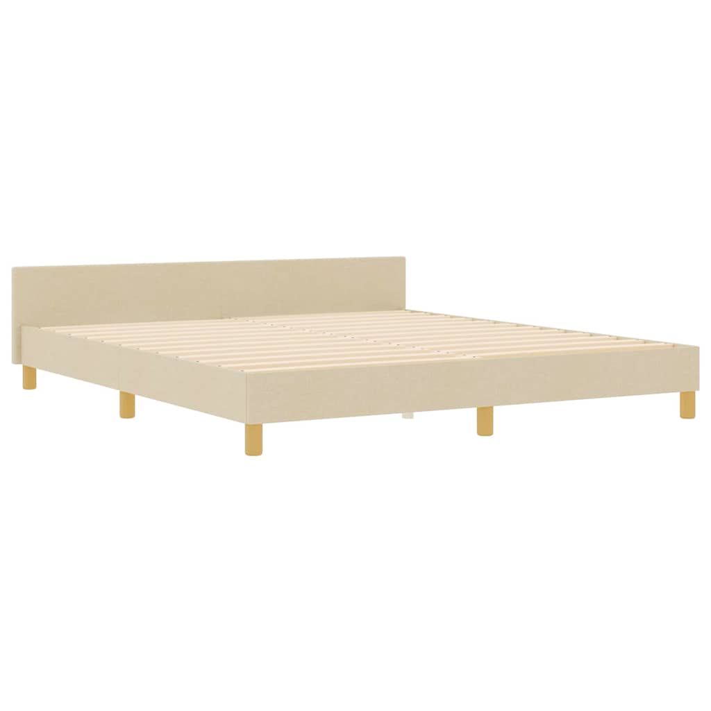 vidaXL Ramka łóżka Z zagłówkiem Kremowy 180 x 200 cm tkanina