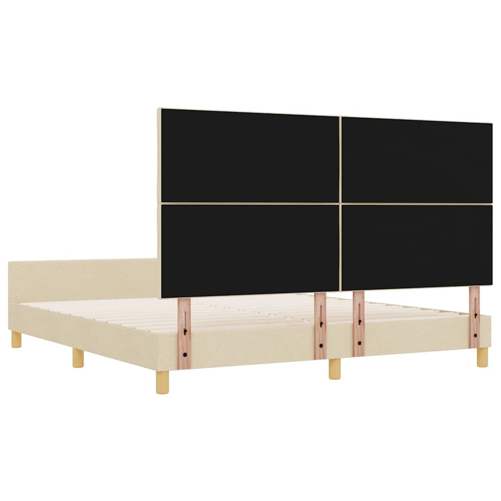 vidaXL Ramka łóżka Z zagłówkiem Kremowy 180 x 200 cm tkanina