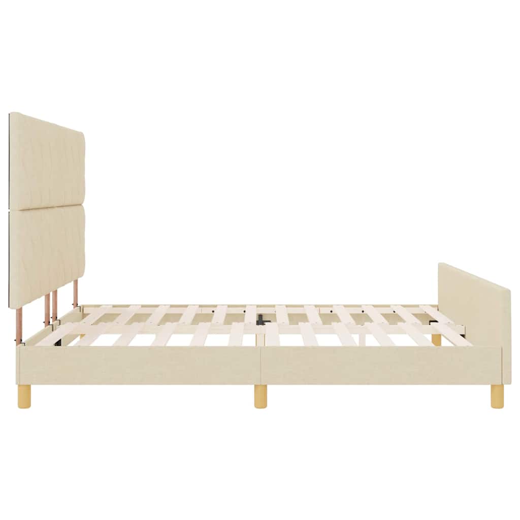 vidaXL Ramka łóżka Z zagłówkiem Kremowy 180 x 200 cm tkanina