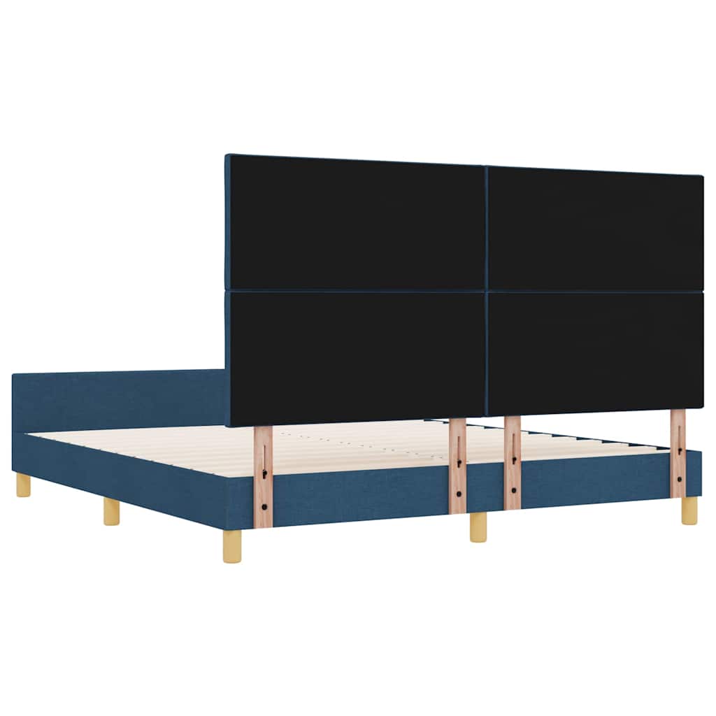 vidaXL Ramka łóżka Z zagłówkiem Niebieski 180 x 200 cm tkanina