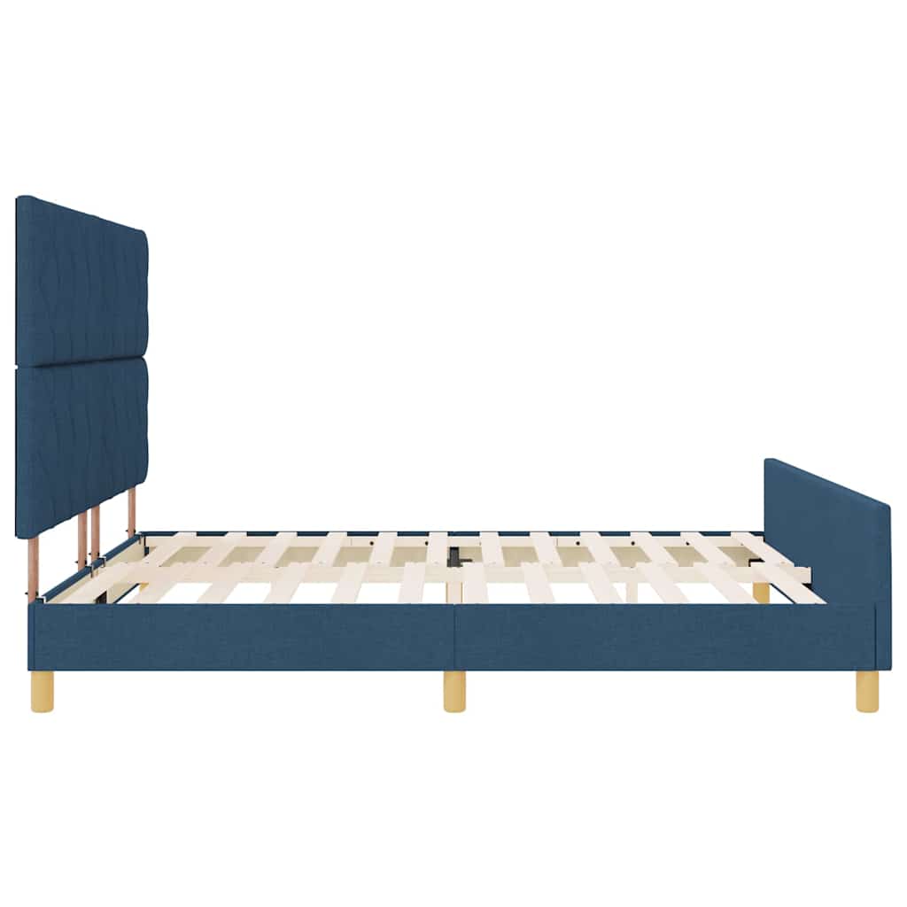 vidaXL Ramka łóżka Z zagłówkiem Niebieski 180 x 200 cm tkanina