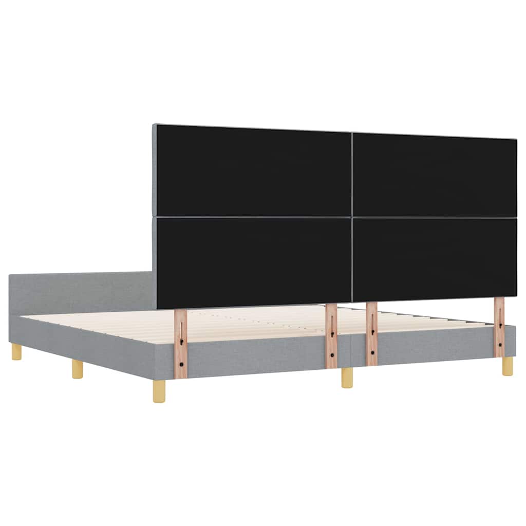 vidaXL Ramka łóżka Z zagłówkiem Jasnoszary 200 x 200 cm tkanina