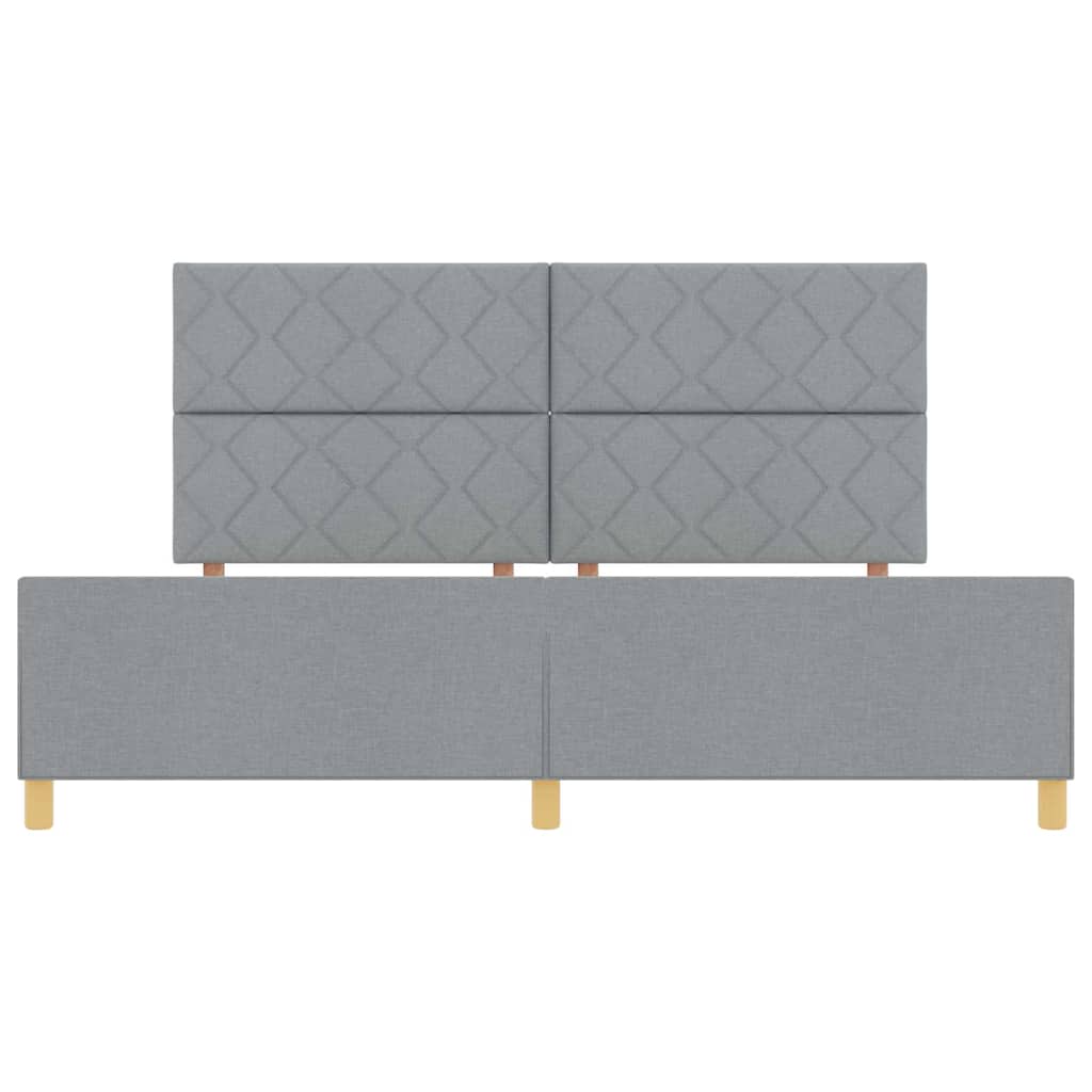 vidaXL Ramka łóżka Z zagłówkiem Jasnoszary 200 x 200 cm tkanina