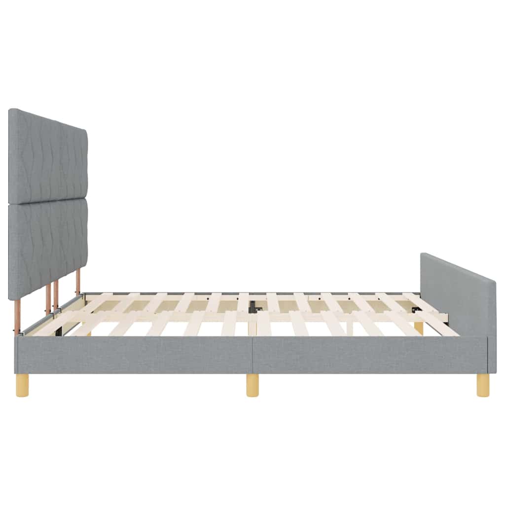 vidaXL Ramka łóżka Z zagłówkiem Jasnoszary 200 x 200 cm tkanina