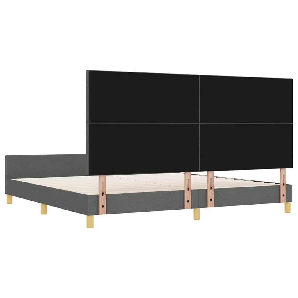 vidaXL Ramka łóżka Z zagłówkiem ciemno szary 200 x 200 cm tkanina