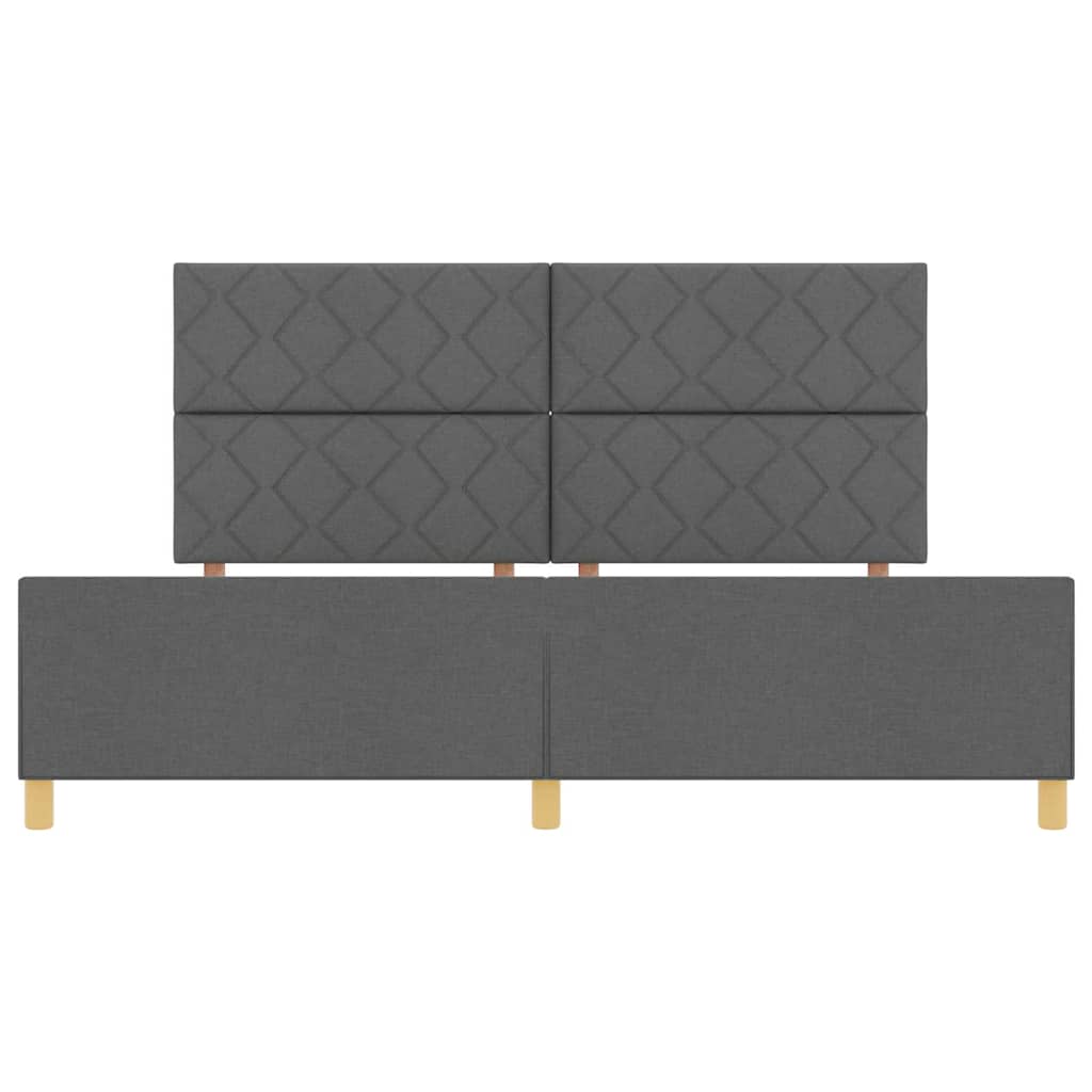 vidaXL Ramka łóżka Z zagłówkiem ciemno szary 200 x 200 cm tkanina