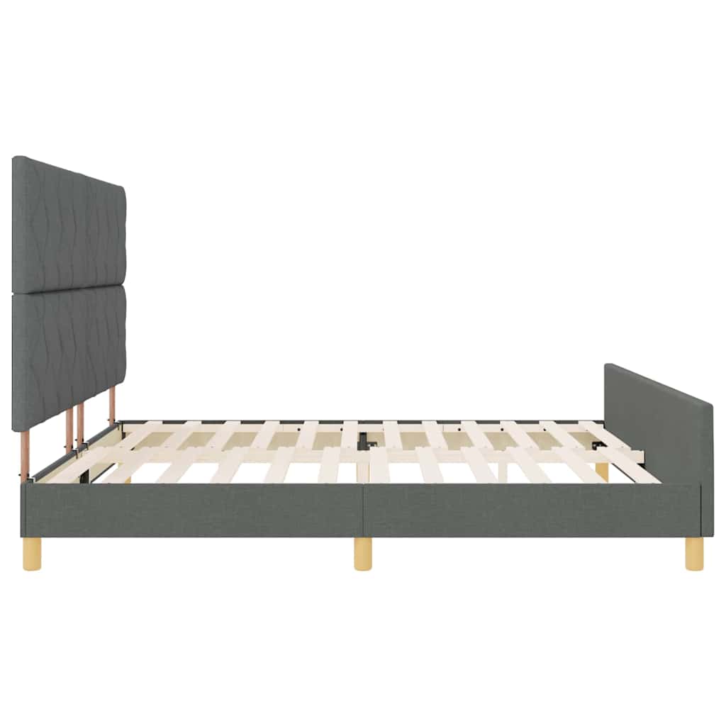vidaXL Ramka łóżka Z zagłówkiem ciemno szary 200 x 200 cm tkanina