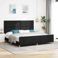 vidaXL Ramka łóżka Z zagłówkiem Czarny 200 x 200 cm tkanina