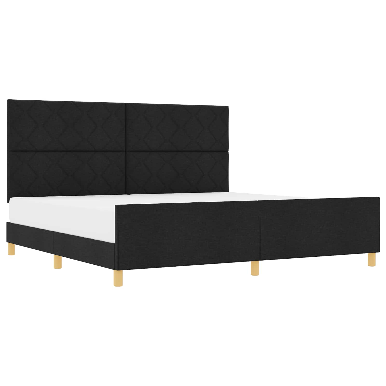 vidaXL Ramka łóżka Z zagłówkiem Czarny 200 x 200 cm tkanina