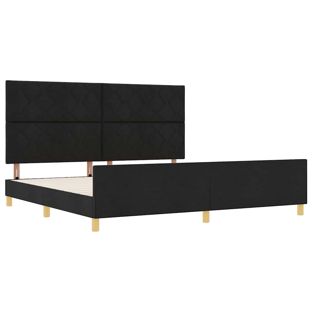 vidaXL Ramka łóżka Z zagłówkiem Czarny 200 x 200 cm tkanina
