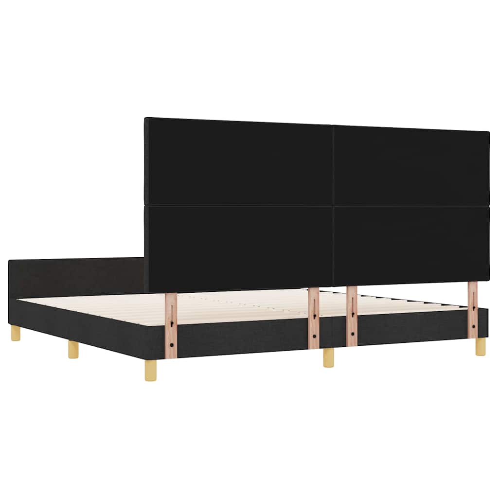 vidaXL Ramka łóżka Z zagłówkiem Czarny 200 x 200 cm tkanina