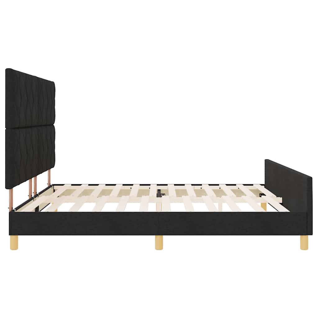 vidaXL Ramka łóżka Z zagłówkiem Czarny 200 x 200 cm tkanina
