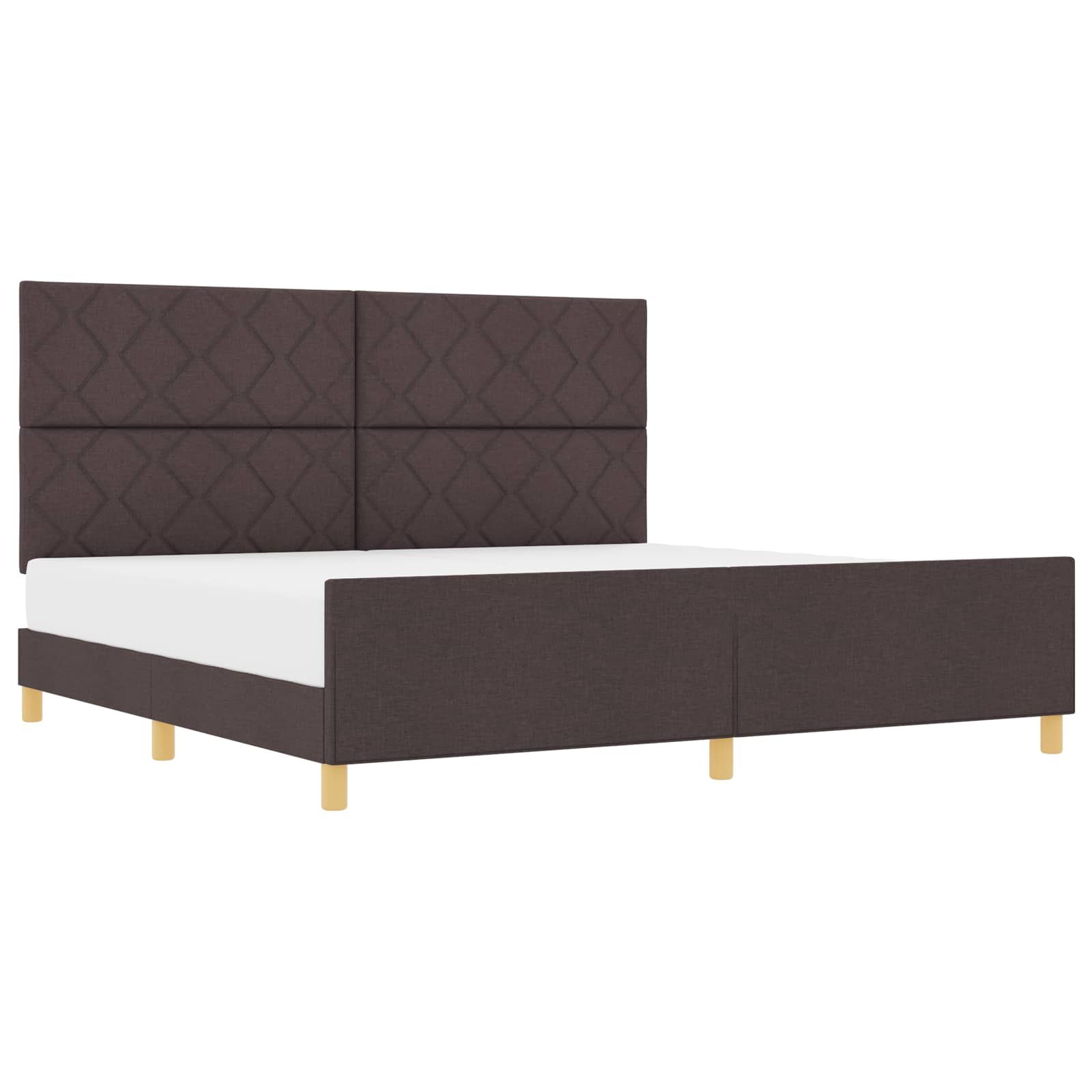 vidaXL Ramka łóżka Z zagłówkiem ciemnobrązowy 200 x 200 cm tkanina