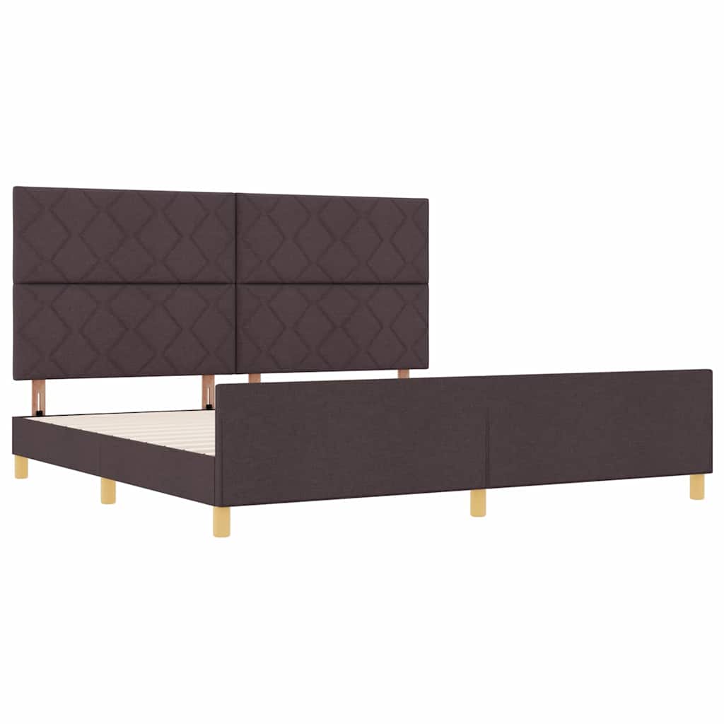 vidaXL Ramka łóżka Z zagłówkiem ciemnobrązowy 200 x 200 cm tkanina