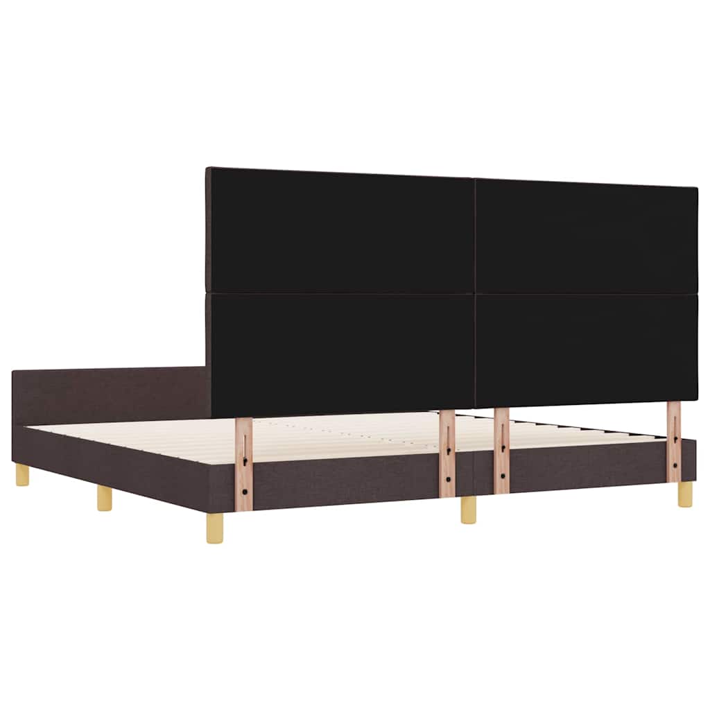 vidaXL Ramka łóżka Z zagłówkiem ciemnobrązowy 200 x 200 cm tkanina