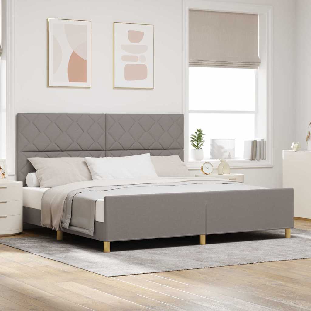 vidaXL Ramka łóżka Z zagłówkiem Ciemnoszary 200 x 200 cm tkanina