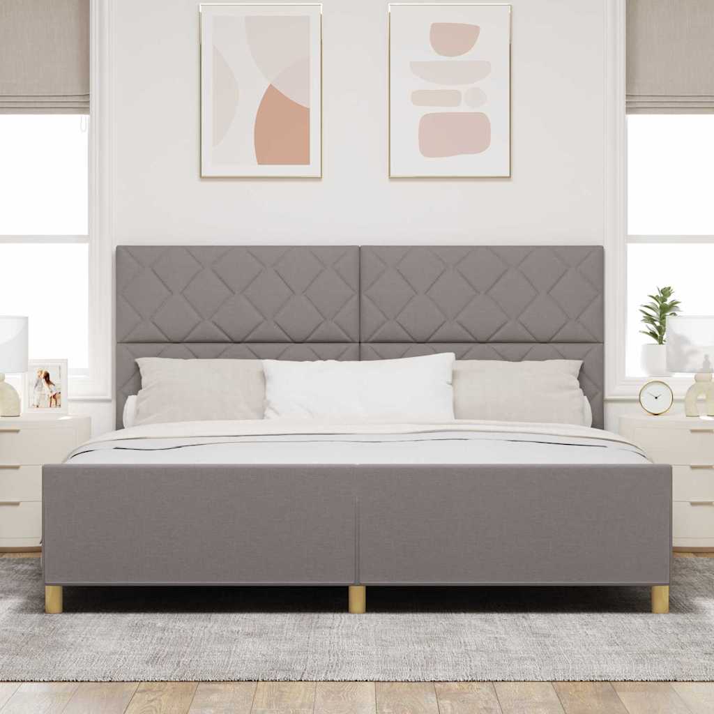 vidaXL Ramka łóżka Z zagłówkiem Ciemnoszary 200 x 200 cm tkanina