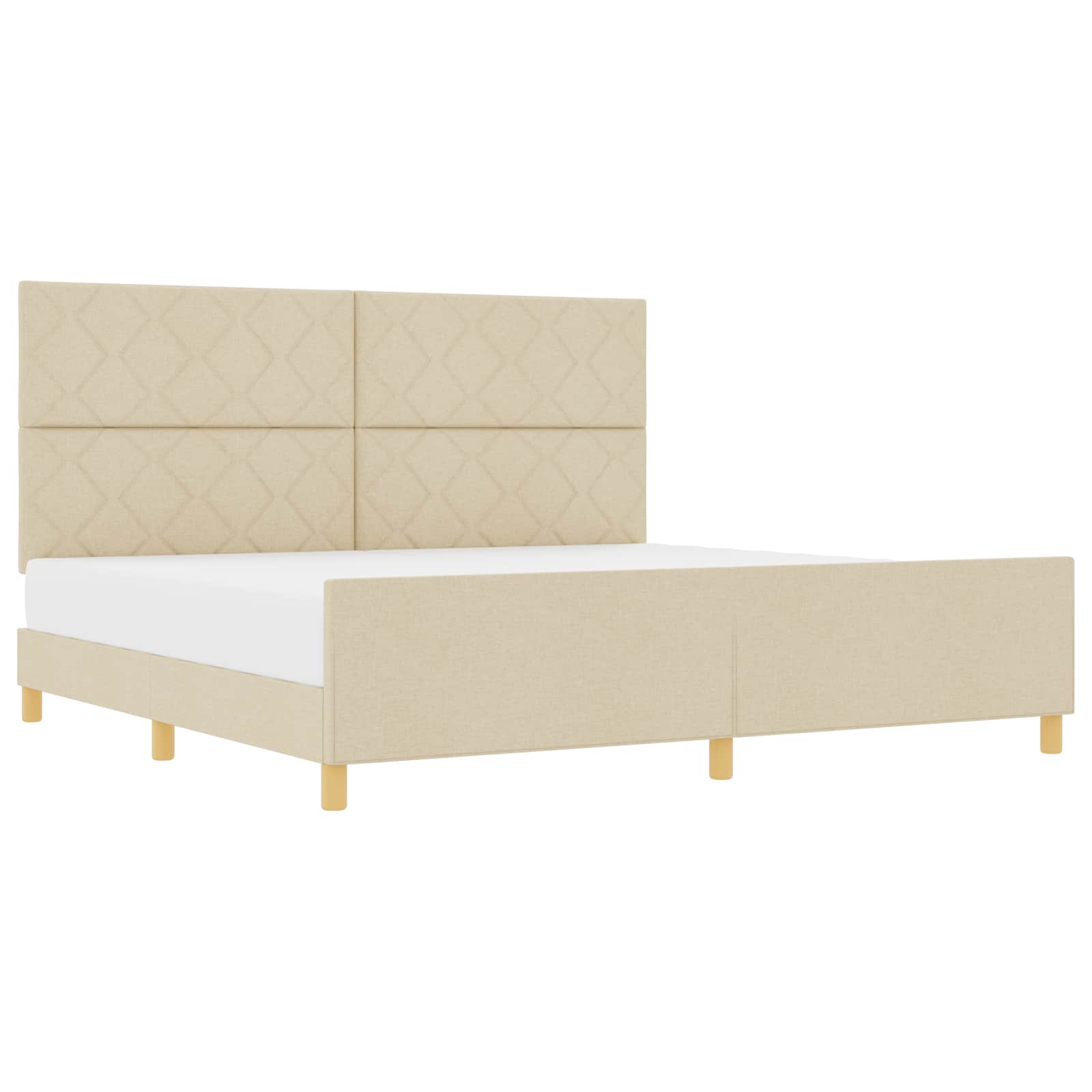 vidaXL Ramka łóżka Z zagłówkiem Kremowy 200 x 200 cm tkanina