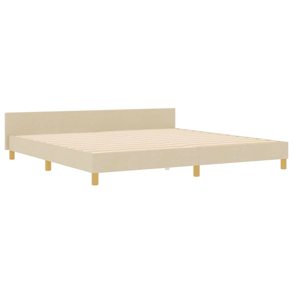 vidaXL Ramka łóżka Z zagłówkiem Kremowy 200 x 200 cm tkanina