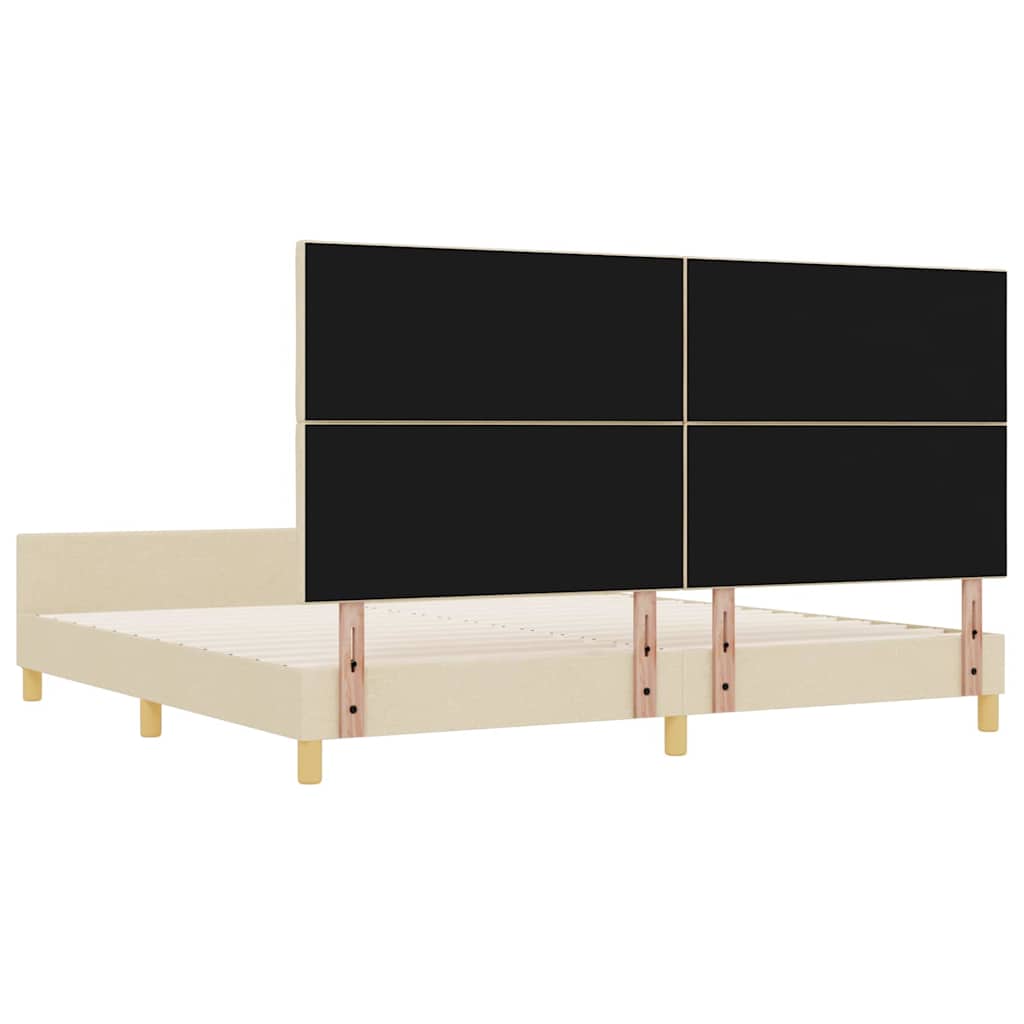 vidaXL Ramka łóżka Z zagłówkiem Kremowy 200 x 200 cm tkanina