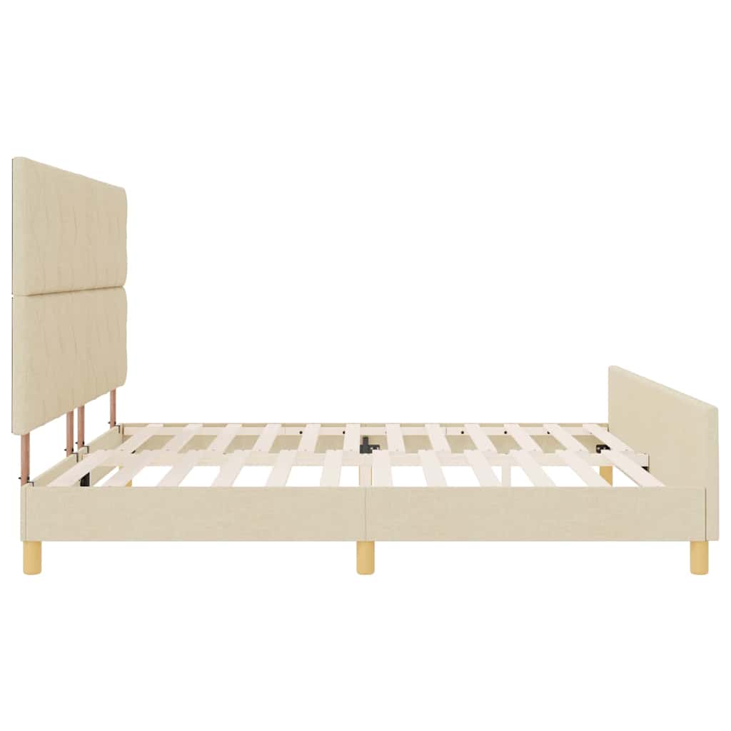 vidaXL Ramka łóżka Z zagłówkiem Kremowy 200 x 200 cm tkanina