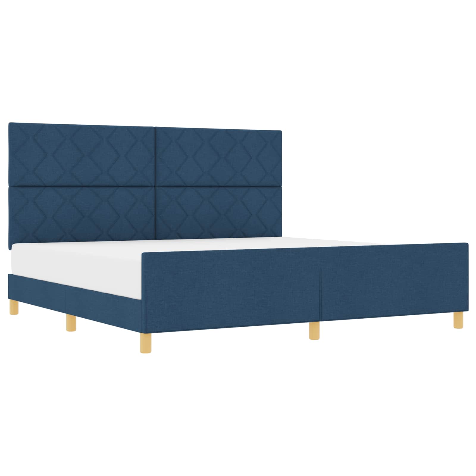 vidaXL Ramka łóżka Z zagłówkiem Niebieski 200 x 200 cm tkanina