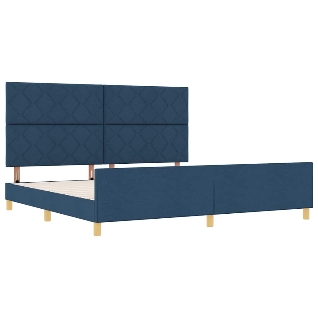vidaXL Ramka łóżka Z zagłówkiem Niebieski 200 x 200 cm tkanina