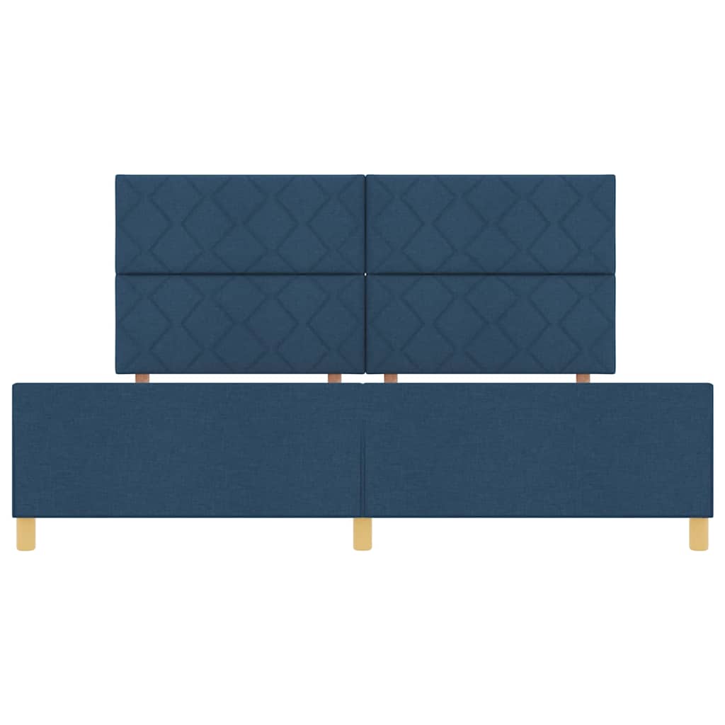 vidaXL Ramka łóżka Z zagłówkiem Niebieski 200 x 200 cm tkanina
