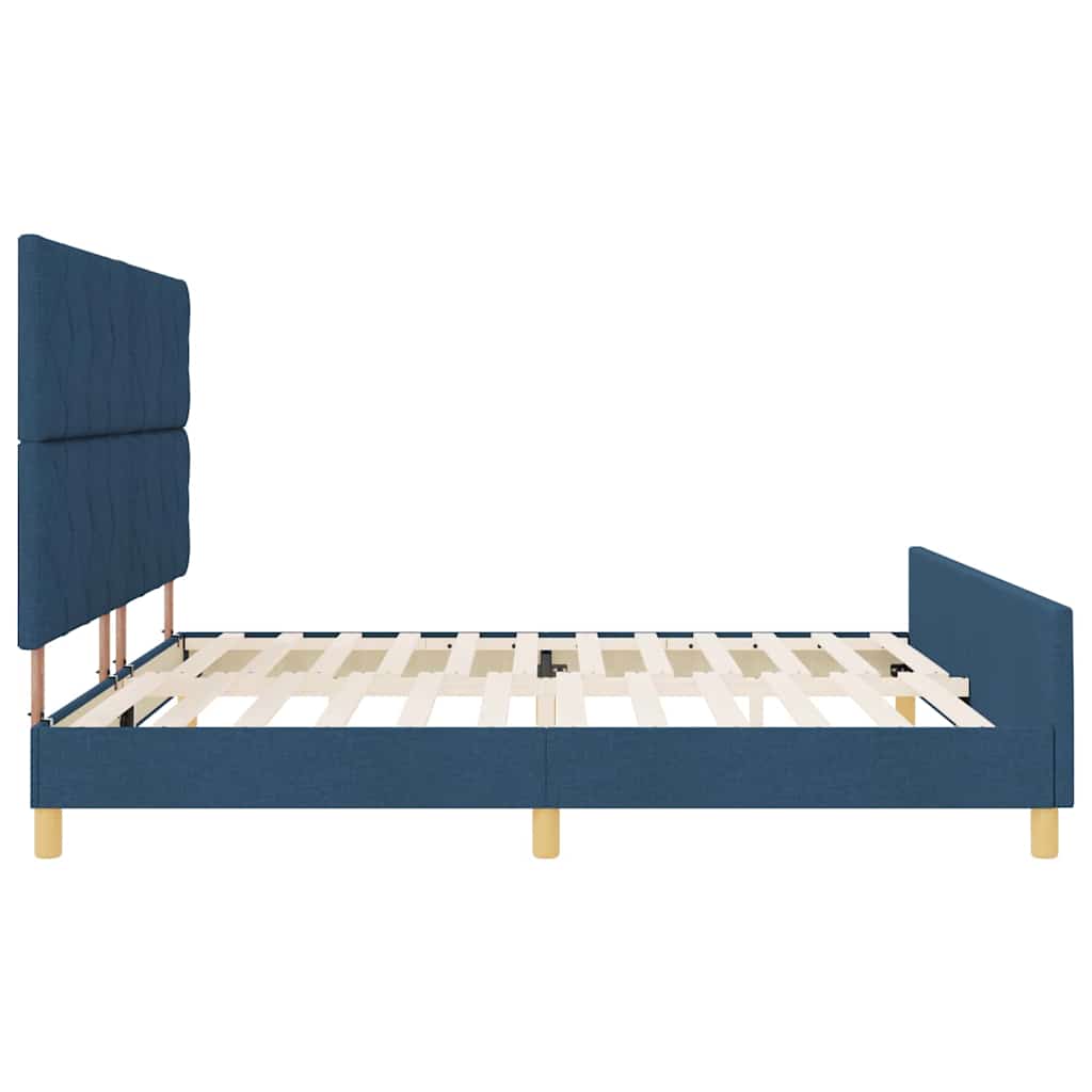 vidaXL Ramka łóżka Z zagłówkiem Niebieski 200 x 200 cm tkanina