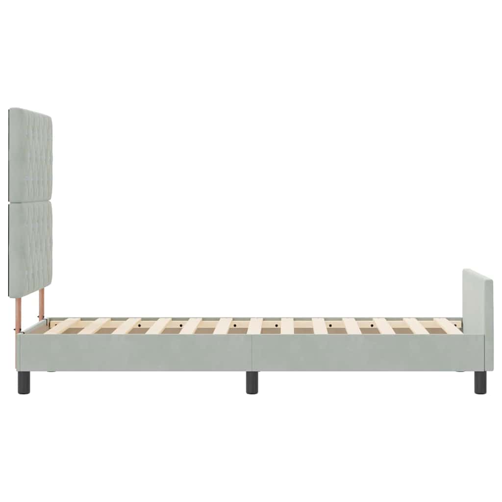 vidaXL Łóżko sprężynowe Z zagłówkiem Jasnoszary 80 x 200 cm Aksamit