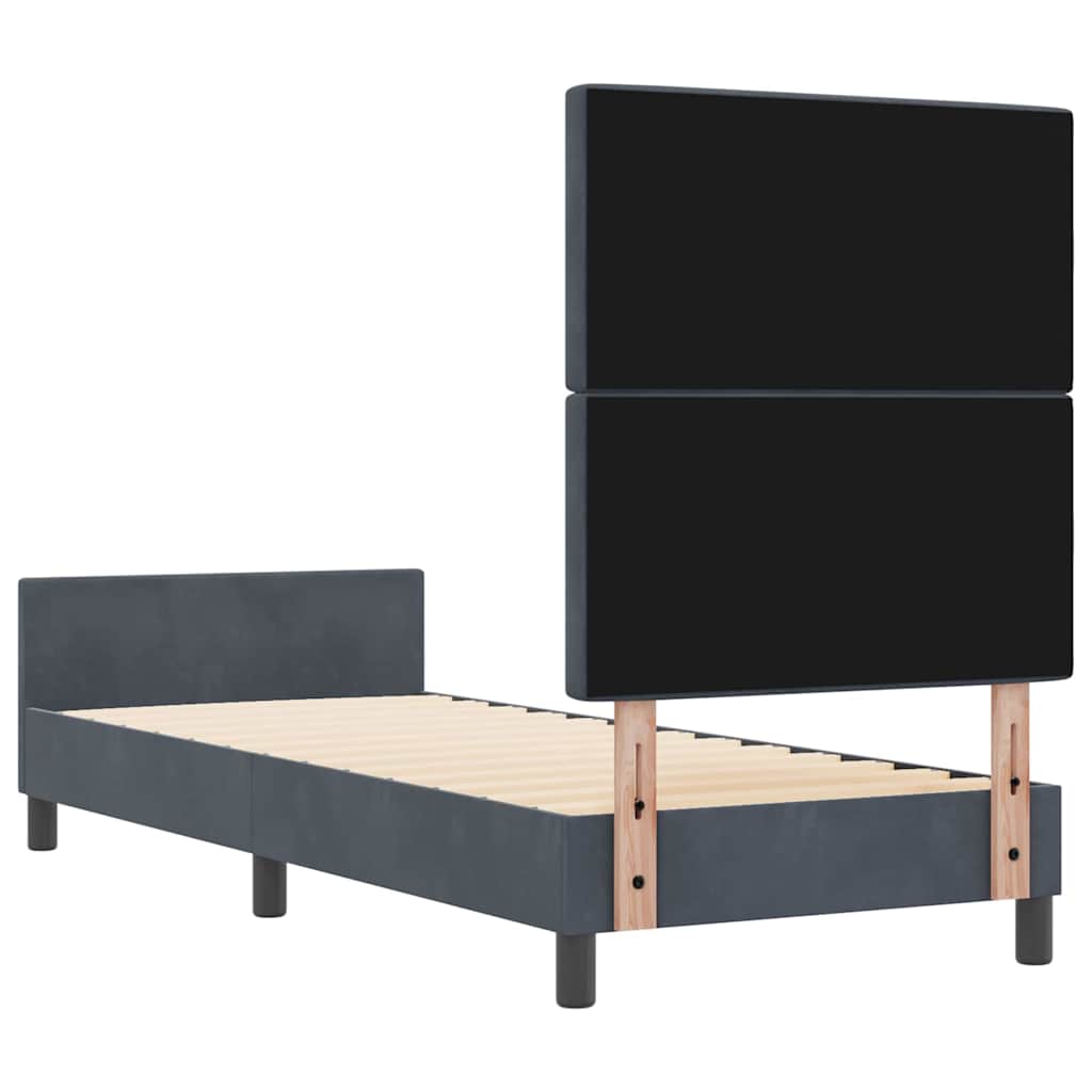 vidaXL Łóżko sprężynowe Z zagłówkiem ciemno szary 80 x 200 cm Aksamit