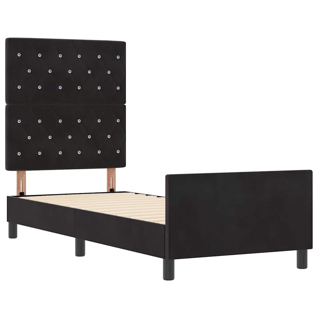 vidaXL Łóżko sprężynowe Z zagłówkiem Czarny 80 x 200 cm Aksamit