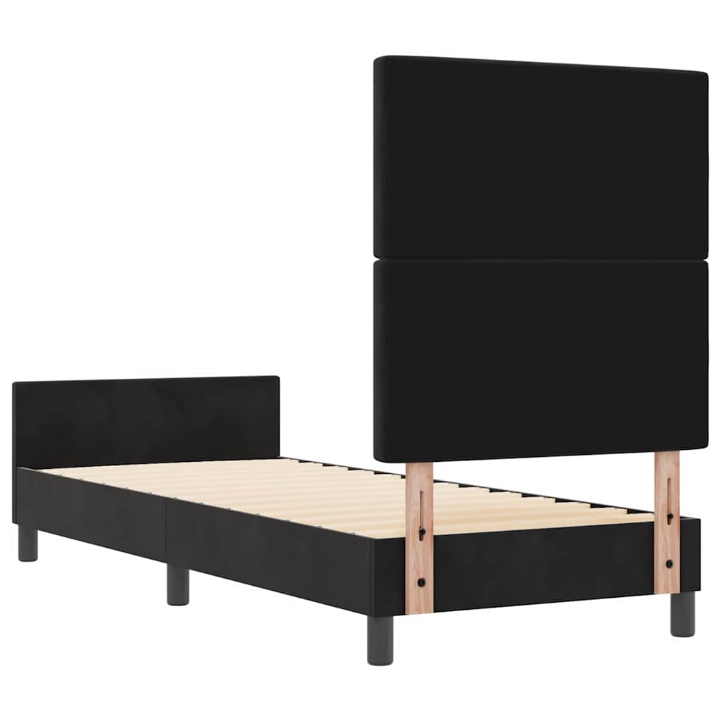 vidaXL Łóżko sprężynowe Z zagłówkiem Czarny 80 x 200 cm Aksamit