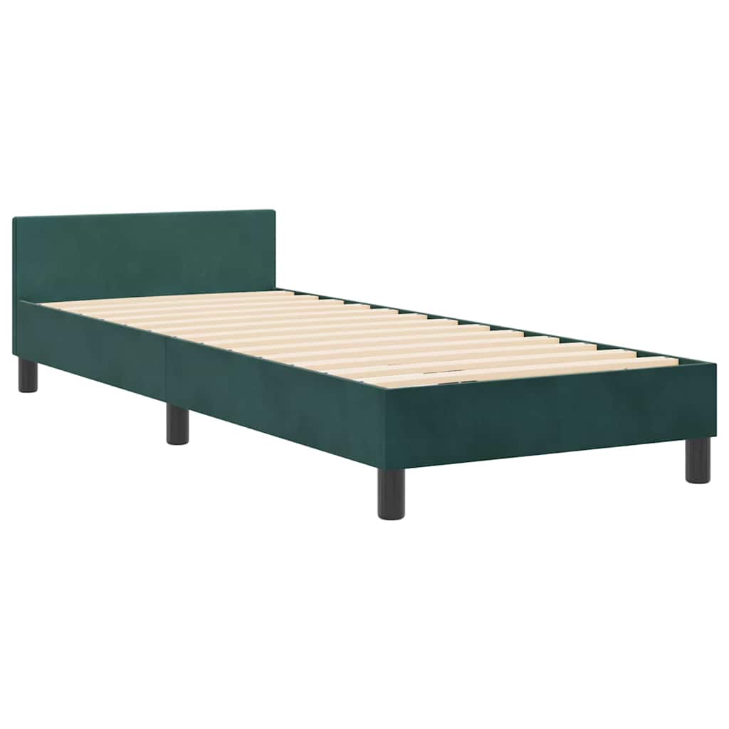 vidaXL Łóżko sprężynowe Z zagłówkiem Ciemna zieleń 80 x 200 cm Aksamit
