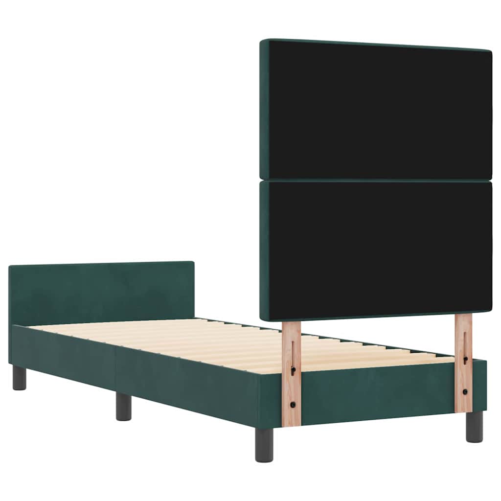 vidaXL Łóżko sprężynowe Z zagłówkiem Ciemna zieleń 80 x 200 cm Aksamit