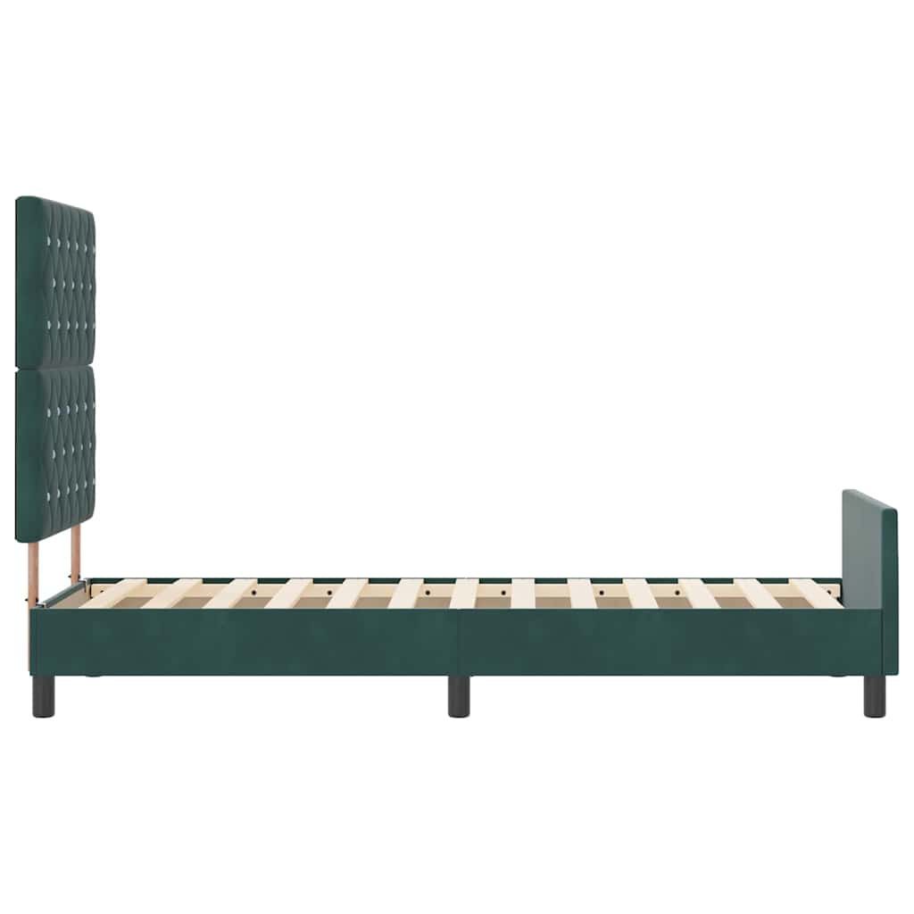 vidaXL Łóżko sprężynowe Z zagłówkiem Ciemna zieleń 80 x 200 cm Aksamit