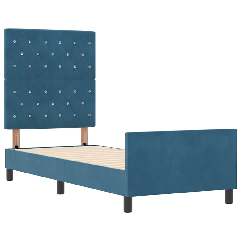 vidaXL Łóżko sprężynowe Ciemnoniebieski 80 x 200 cm Aksamit