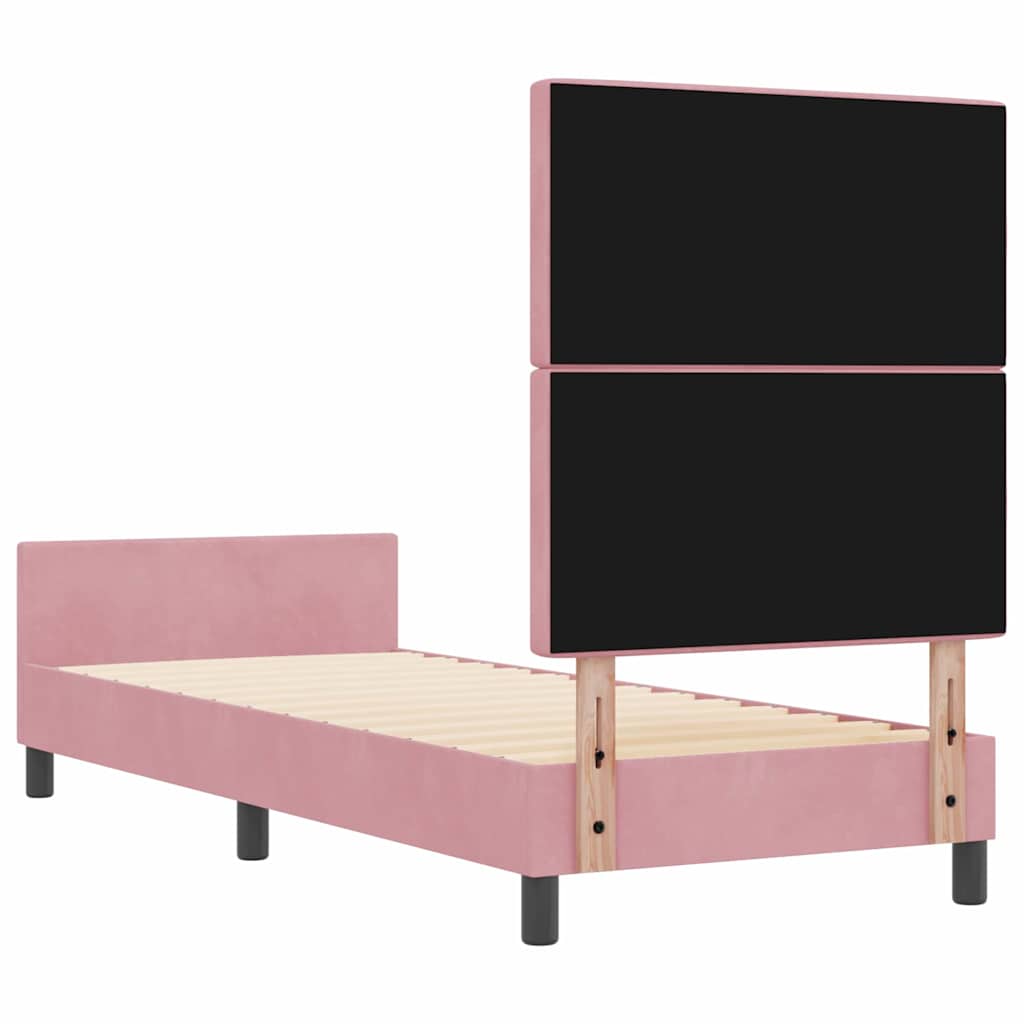 vidaXL Łóżko sprężynowe Z zagłówkiem Różowy 80 x 200 cm Aksamit