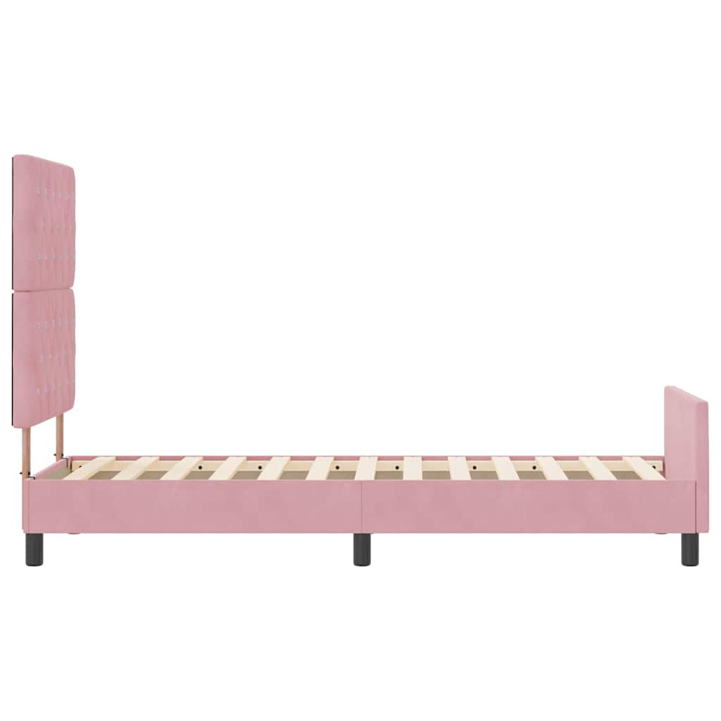 vidaXL Łóżko sprężynowe Z zagłówkiem Różowy 80 x 200 cm Aksamit