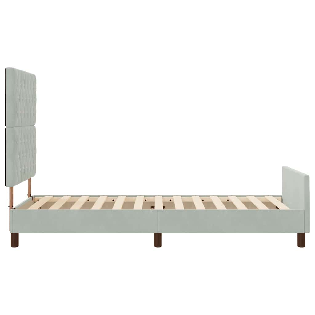 vidaXL Łóżko sprężynowe Z zagłówkiem Jasnoszary 90 x 190 cm Aksamit