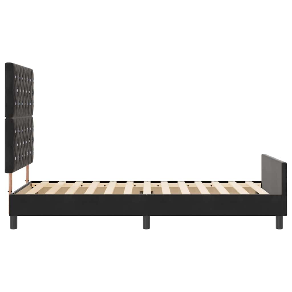 vidaXL Łóżko sprężynowe Z zagłówkiem Czarny 90 x 190 cm Aksamit