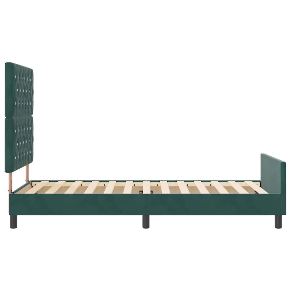 vidaXL Łóżko sprężynowe Z zagłówkiem Ciemna zieleń 90 x 190 cm Aksamit