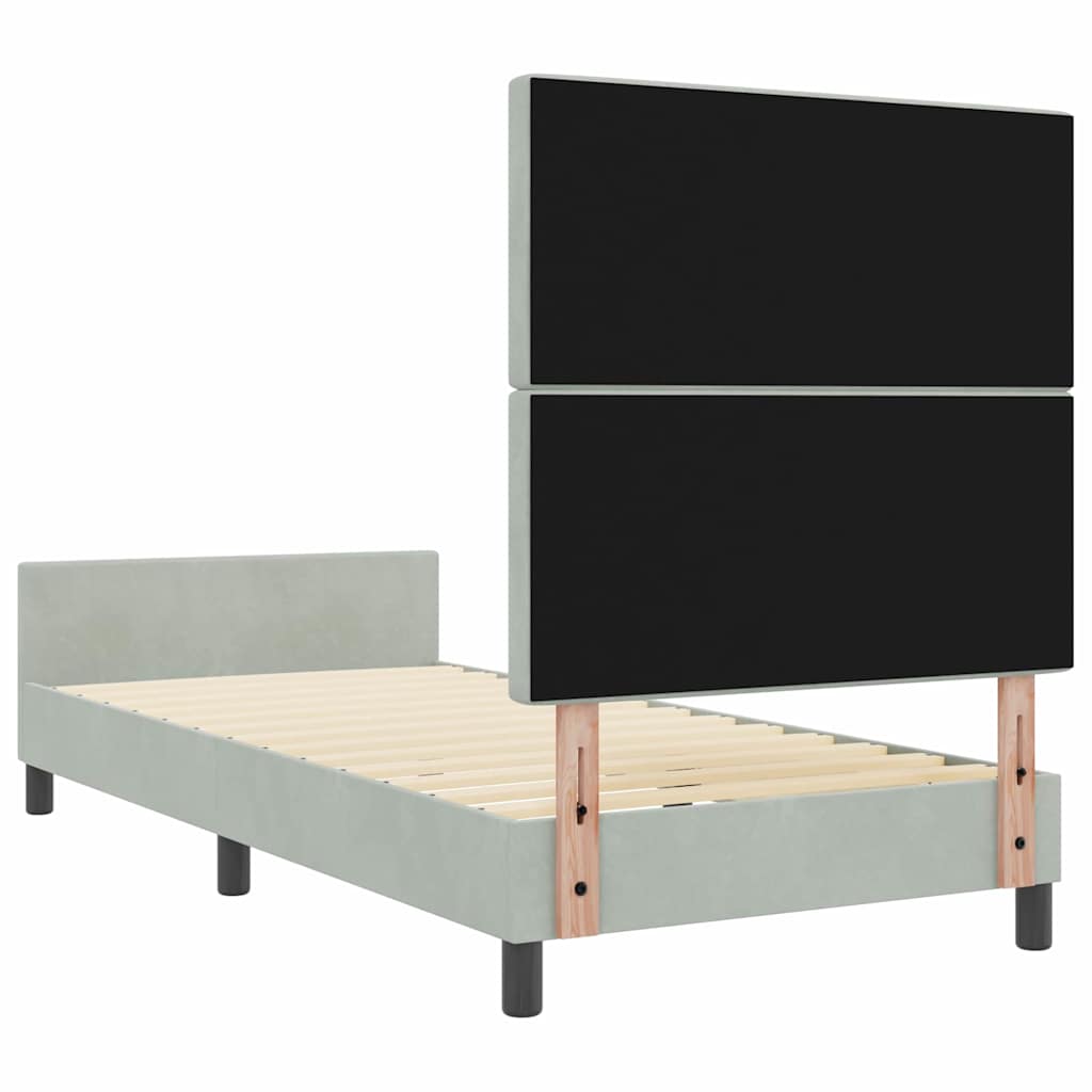 vidaXL Łóżko sprężynowe Z zagłówkiem Jasnoszary 90 x 200 cm Aksamit
