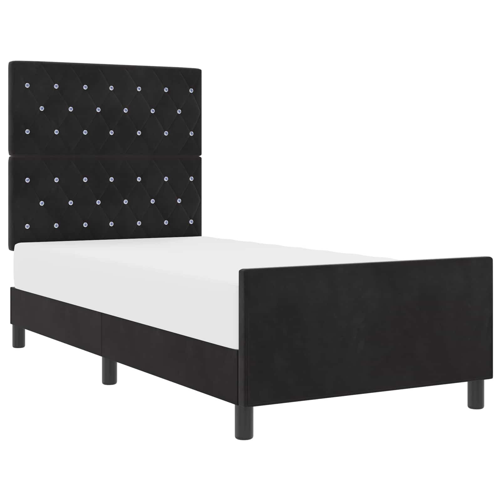 vidaXL Łóżko sprężynowe Z zagłówkiem Czarny 90 x 200 cm Aksamit