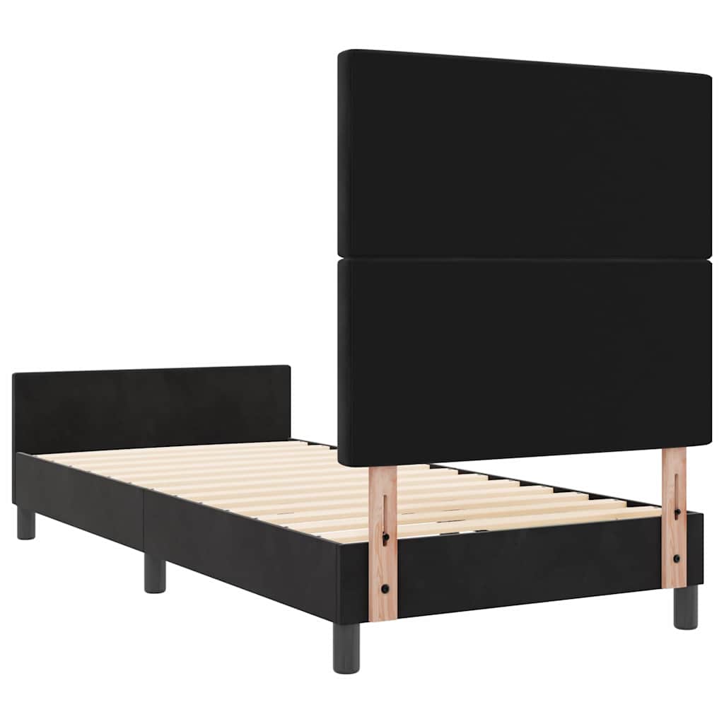 vidaXL Łóżko sprężynowe Z zagłówkiem Czarny 90 x 200 cm Aksamit